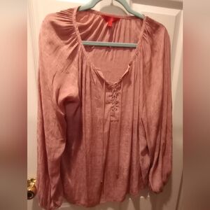 Jennifer Lopez Blush Lace-Up Blouse